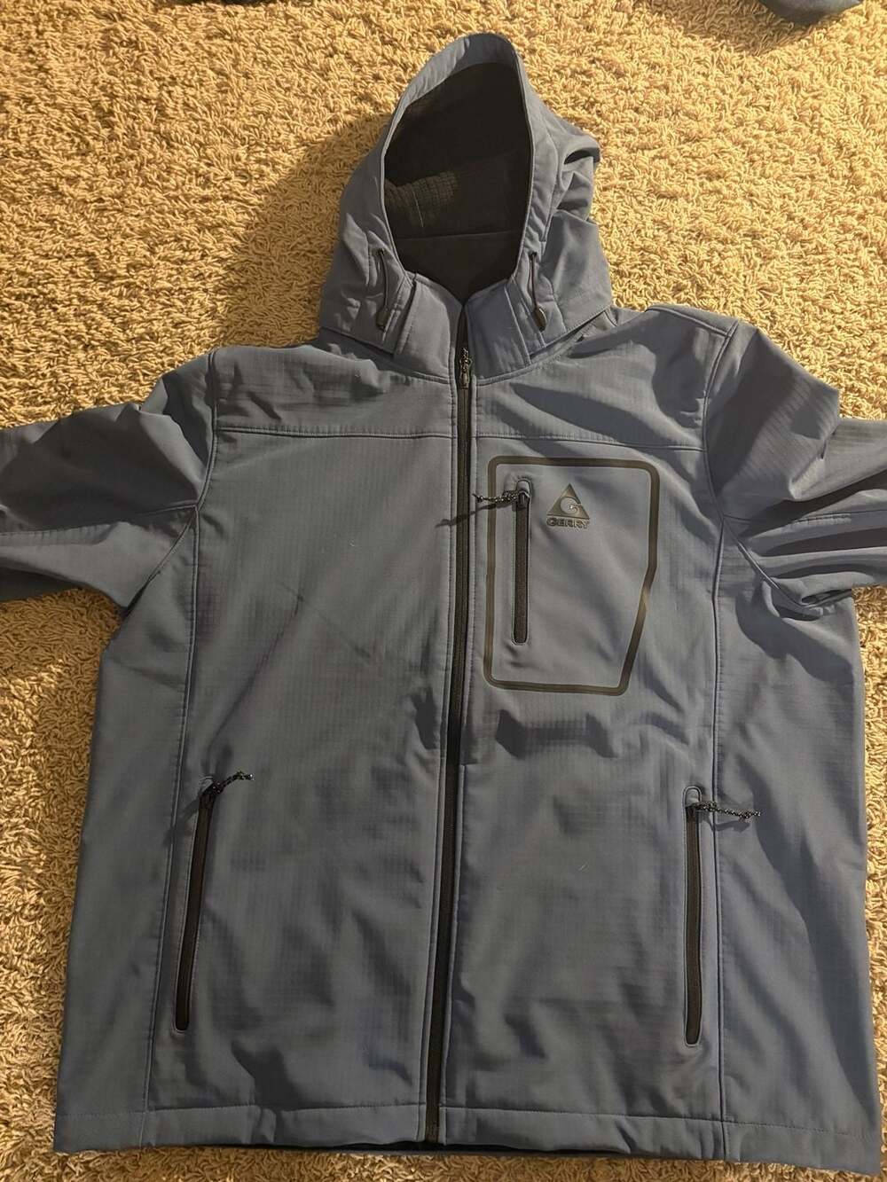 Gerry Softshell Jacket Size XXL Blue Water Resistant Hooded Outdoor Coat